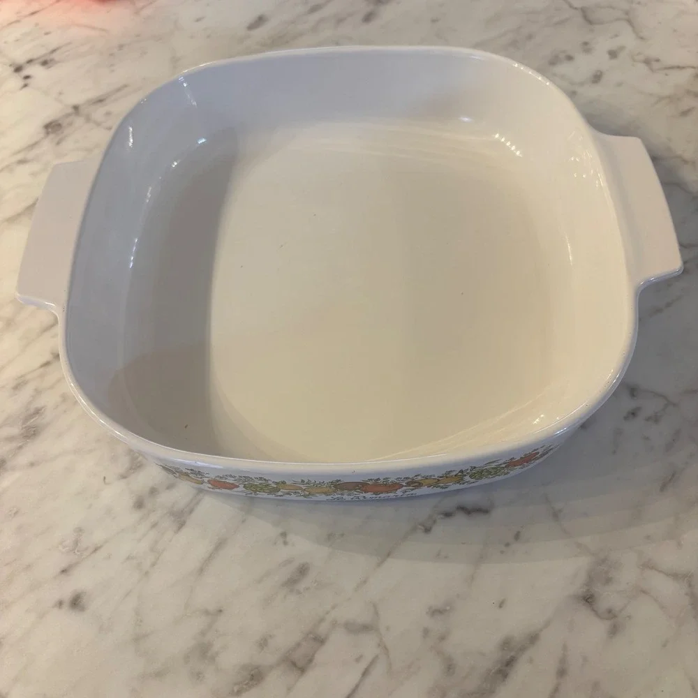 Corning Ware Leinsal La Sauge Casserole‎ Dish Square Vegetable Pattern Set of 2